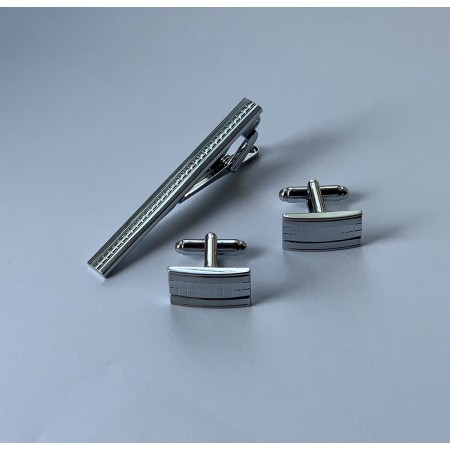 Запонки та затискач для краватки MF 1001act класичні сріблясті