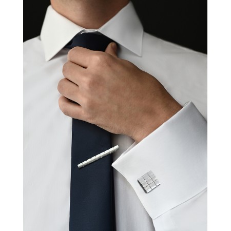 Запонки та затискач для краватки MF 1005act класичні сріблясті