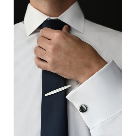 Запонки та затискач для краватки MF 1009act класичні сріблясті