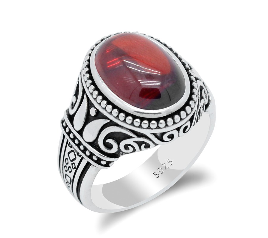 Срібний перстень з червоним каменем MF 1000ar розмір 19