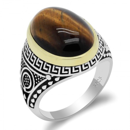 Срібний перстень з коричневим каменем MF 1001ar розмір 18