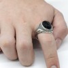 Срібний перстень з чорним каменем MF 1003ar розмір 20